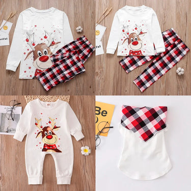 Family Matching Christmas Pajamas Sets Mother And Kids Pyjamas Deer Print Tops+Pants Xmas Sleepwear Baby Romper Pet Dog Clothes 6