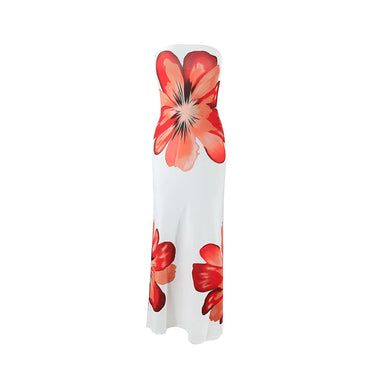 Fashion Milk Silk Fabric Floral Print Sexy Long Dresses Elegant Backless Bodycon High Waist Midi Dress 2025 Summer Vacation Boho 5