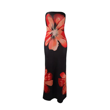 Fashion Milk Silk Fabric Floral Print Sexy Long Dresses Elegant Backless Bodycon High Waist Midi Dress 2025 Summer Vacation Boho 6