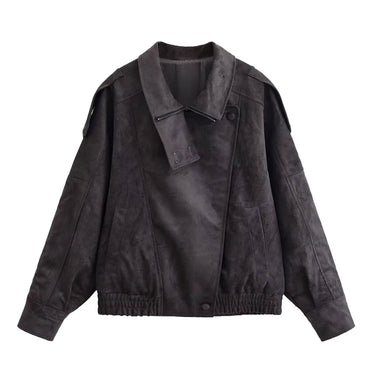 Faux Suede Bomber Jacket with Modern Utility Fit 0