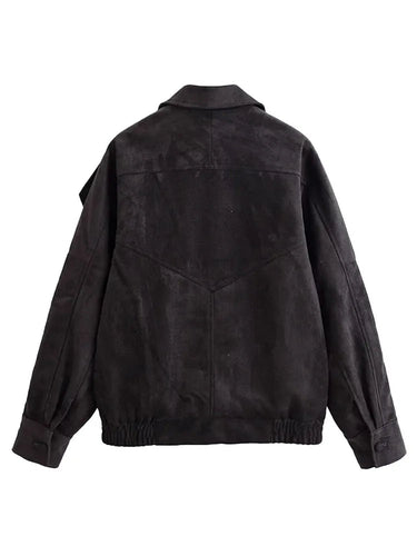 Faux Suede Bomber Jacket with Modern Utility Fit 3