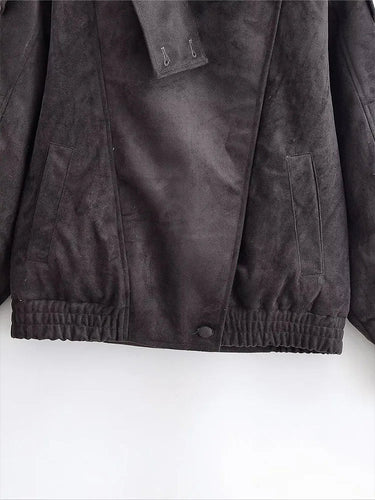 Faux Suede Bomber Jacket with Modern Utility Fit 6