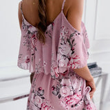 Floral Chiffon Mini Dress – Off-Shoulder Summer Style for Wedding Guests 2