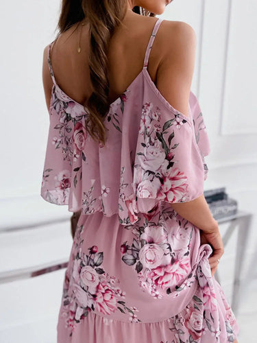Floral Chiffon Mini Dress – Off-Shoulder Summer Style for Wedding Guests 2