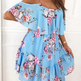 Floral Chiffon Mini Dress – Off-Shoulder Summer Style for Wedding Guests 3