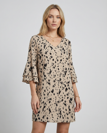 Floral Elegance Double-Layer Dress – Playful Flare Sleeves for Summer Events 3