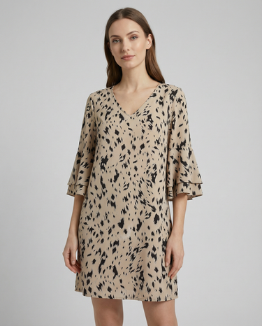 Floral Elegance Double-Layer Dress – Playful Flare Sleeves for Summer Events 4