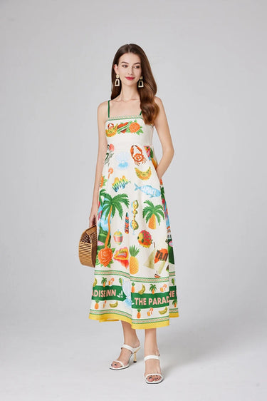 Floral Maxi Dress for Women with Shirred Bodice – Lightweight Sleeveless Long Dress in Paradise Print 3