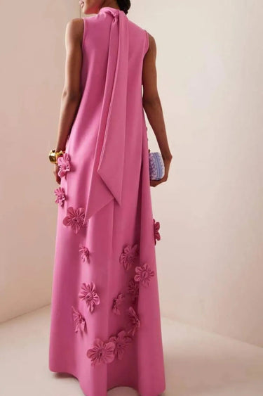 Floral Maxi Dress with Mock Neck and 3D Embellishments – Elegant Long Dress for Formal Occasions 2