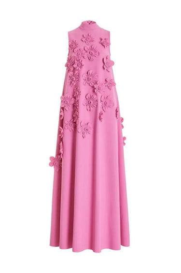 Floral Maxi Dress with Mock Neck and 3D Embellishments – Elegant Long Dress for Formal Occasions 5