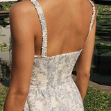 Floral Midi Dress for Women with Sweetheart Neckline – Sleeveless A-Line Summer Wedding Guest Dress 2
