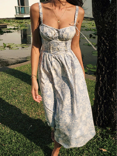 Floral Midi Dress for Women with Sweetheart Neckline – Sleeveless A-Line Summer Wedding Guest Dress 4