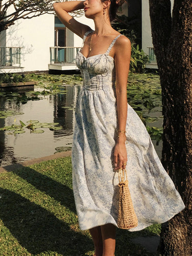 Floral Midi Dress for Women with Sweetheart Neckline – Sleeveless A-Line Summer Wedding Guest Dress 5