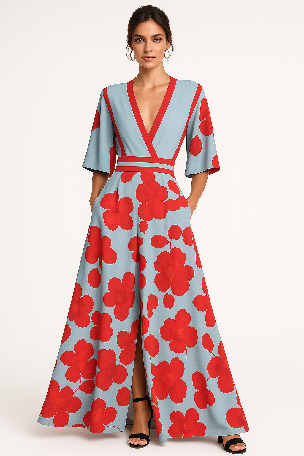 Floral V-Neck Maxi Dress 0