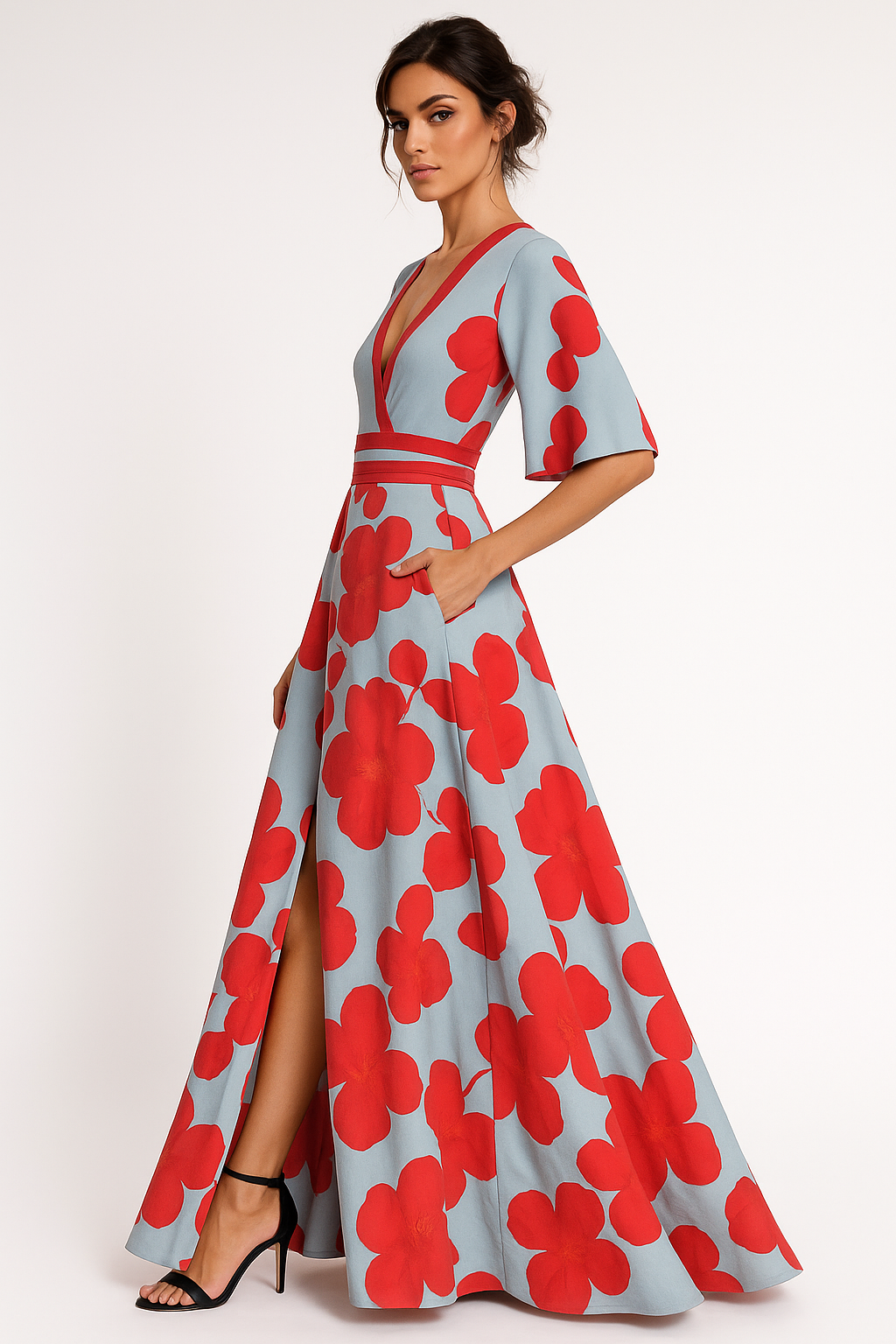Floral V-Neck Maxi Dress 1