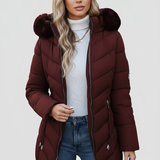 Florence | Elegant Quilted Puffer Coat with Faux-Fur Hood - Lumina 1