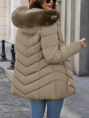 Florence | Elegant Quilted Puffer Coat with Faux-Fur Hood - Lumina 4