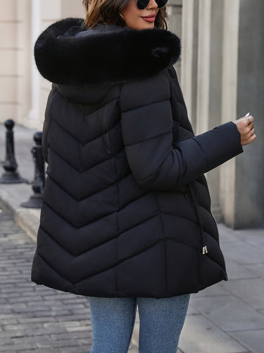 Florence | Elegant Quilted Puffer Coat with Faux-Fur Hood - Lumina 5