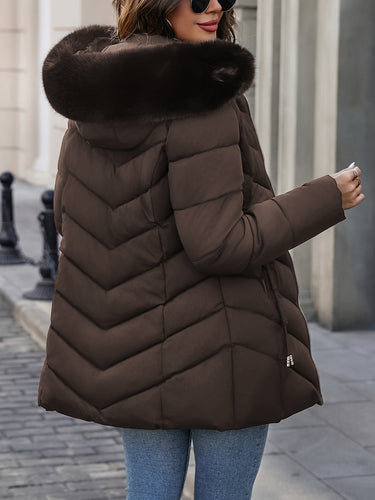 Florence | Elegant Quilted Puffer Coat with Faux-Fur Hood - Lumina 7