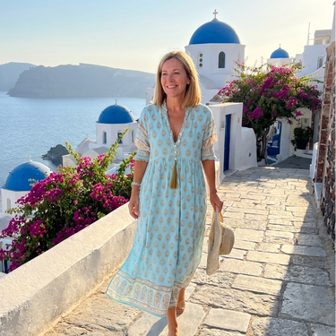 Women's summer midi dress – boho beach style with pockets