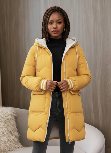 Gemma | Sporty Contrast-Lined Hooded Long Puffer Coat - Lumina 3