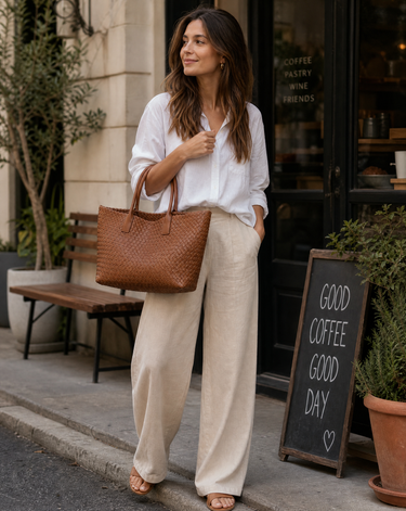 Woven Leather Tote Bag