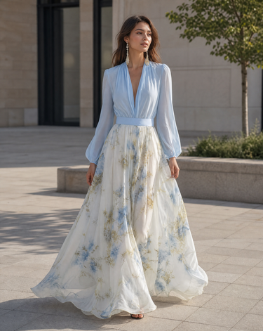 Elegant Floral Summer Party Maxi Dress