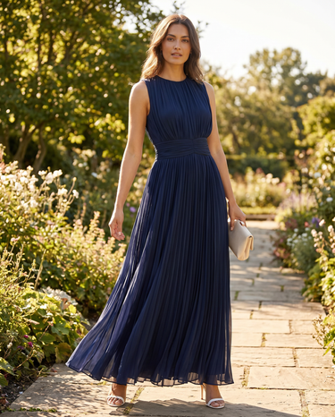Sleeveless A-Line Ruched Chiffon Maxi Dress for Special Occasions