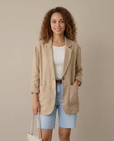 Korean Herringbone Blazer – Casual Loose Fit for Spring & Summer