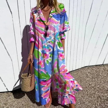 Geometry Circle Print Dress – Vintage Puff Sleeve A-Line Summer Style 6