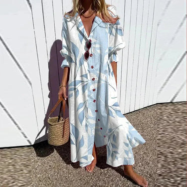 Geometry Circle Print Dress – Vintage Puff Sleeve A-Line Summer Style 7
