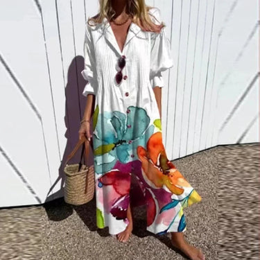 Geometry Circle Print Dress – Vintage Puff Sleeve A-Line Summer Style 8