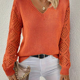 Glynice Sweater | Modern Crochet Sleeve V-Neck Sweater 7