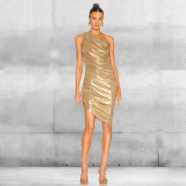 Gold Evening Dresses Luxury Women Clothes 2025 Autumn New Sleeveless Prom Dress Sexy Oblique Shoulder Gown Y2k Brithday Gowns 0