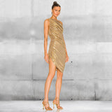 Gold Evening Dresses Luxury Women Clothes 2025 Autumn New Sleeveless Prom Dress Sexy Oblique Shoulder Gown Y2k Brithday Gowns 1
