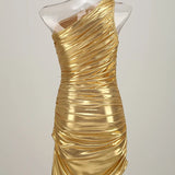 Gold Evening Dresses Luxury Women Clothes 2025 Autumn New Sleeveless Prom Dress Sexy Oblique Shoulder Gown Y2k Brithday Gowns 5