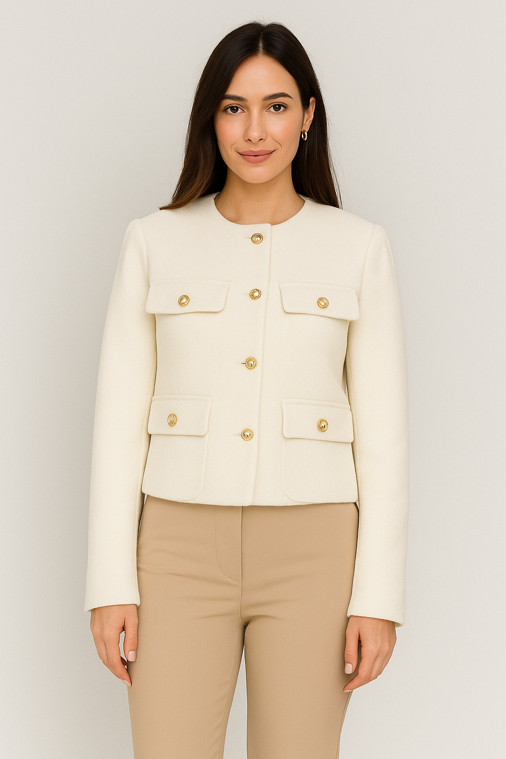 Grace Pearl Button Cropped Jacket