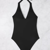 Halter Neck Backless V-Neck Swimsuit for Women 5