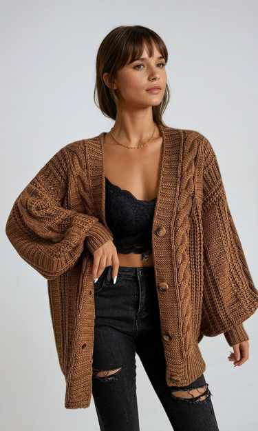 Oversized Cable Knit Cardigan