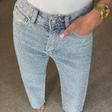 High Waisted Diamanté Straight Leg Jeans 4