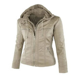 Hooded Leather Jacket for Women – Customizable Short PU Coat with Zipper Closure for Autumn/Winter 8