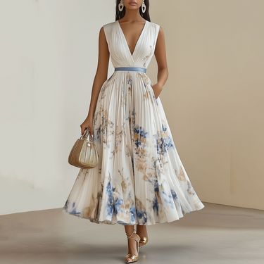 Jessie | Elegant Floral Ceremony Dress in Blue and White 0