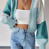 Joanna | Women's Cropped Color Block Cardigan 0