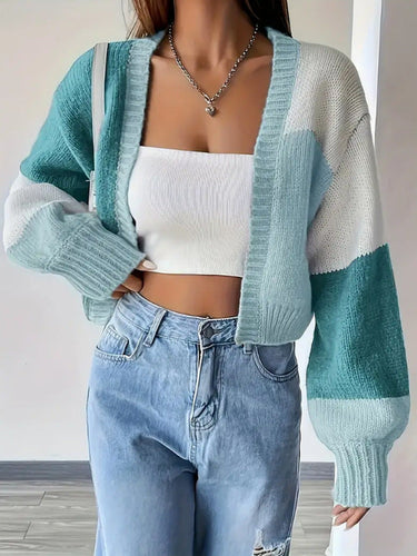 Joanna | Women's Cropped Color Block Cardigan 0