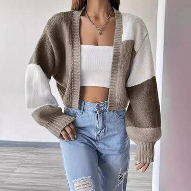 Joanna | Women's Cropped Color Block Cardigan 1