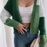 Joanna | Women's Cropped Color Block Cardigan 4