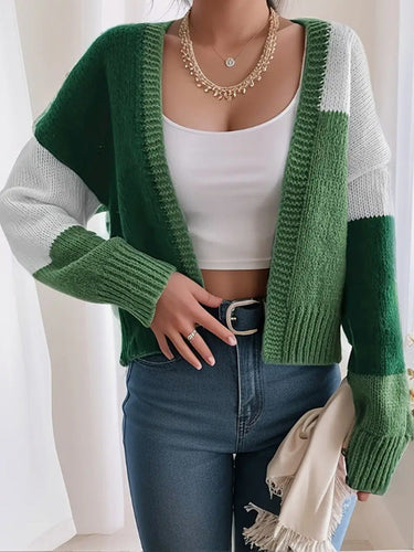 Joanna | Women's Cropped Color Block Cardigan 4