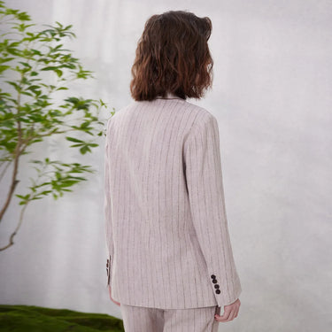 K2062X Linen Blazer Suit – Stylish Stripe Design for Chic Office Attire 3