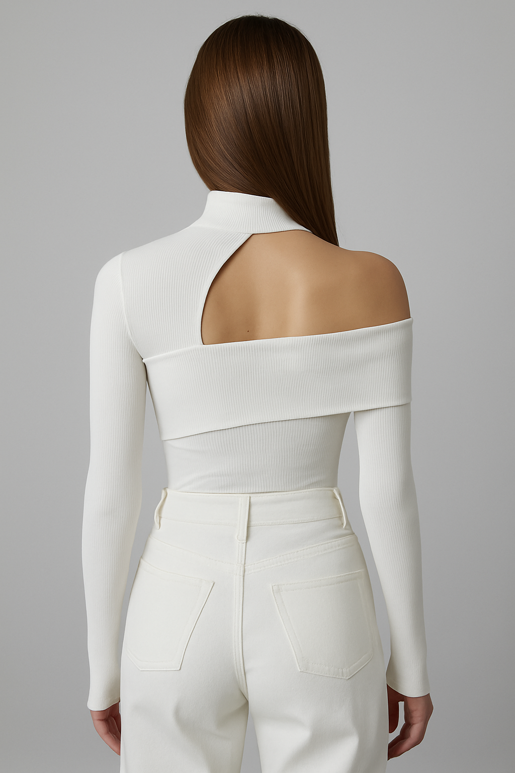 Kaia Asymmetrical High Neck Cutout Top