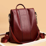 Kangaroo Women's Large Capacity Travel Backpack Soft Leather Anti-Theft Fashion Simple Multifunctional Ladies Bag Casual Travel 1